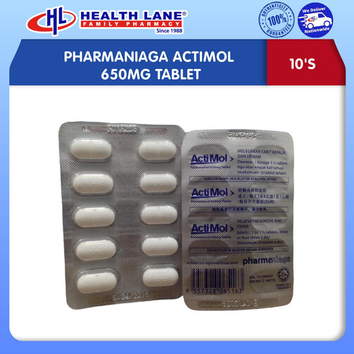 PHARMANIAGA ACTIMOL 650MG TABLET 10'S